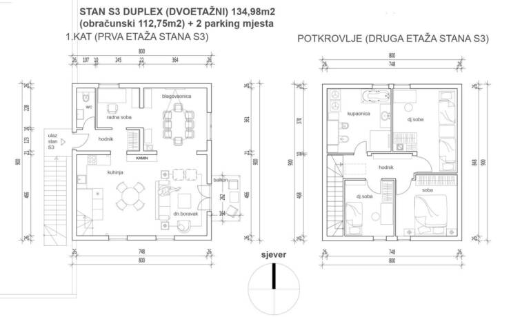 Wohnung/Apartment Gračani, Podsljeme, 134,98m2